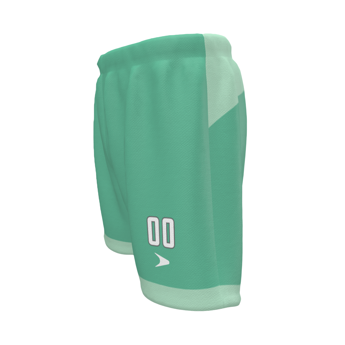 Green athletic shorts with a logo