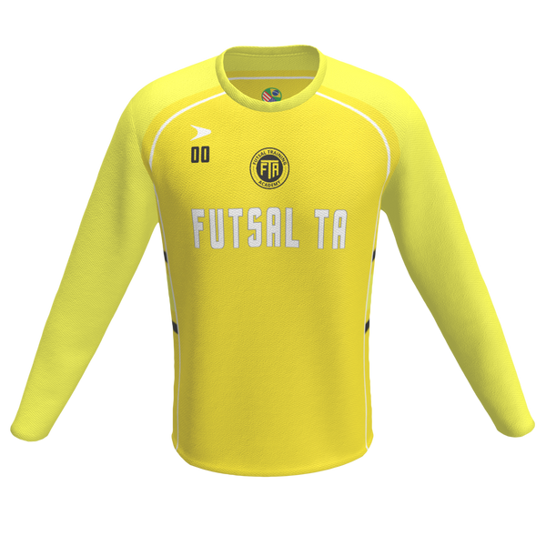 Yellow futsal training academy jersey with branding 
