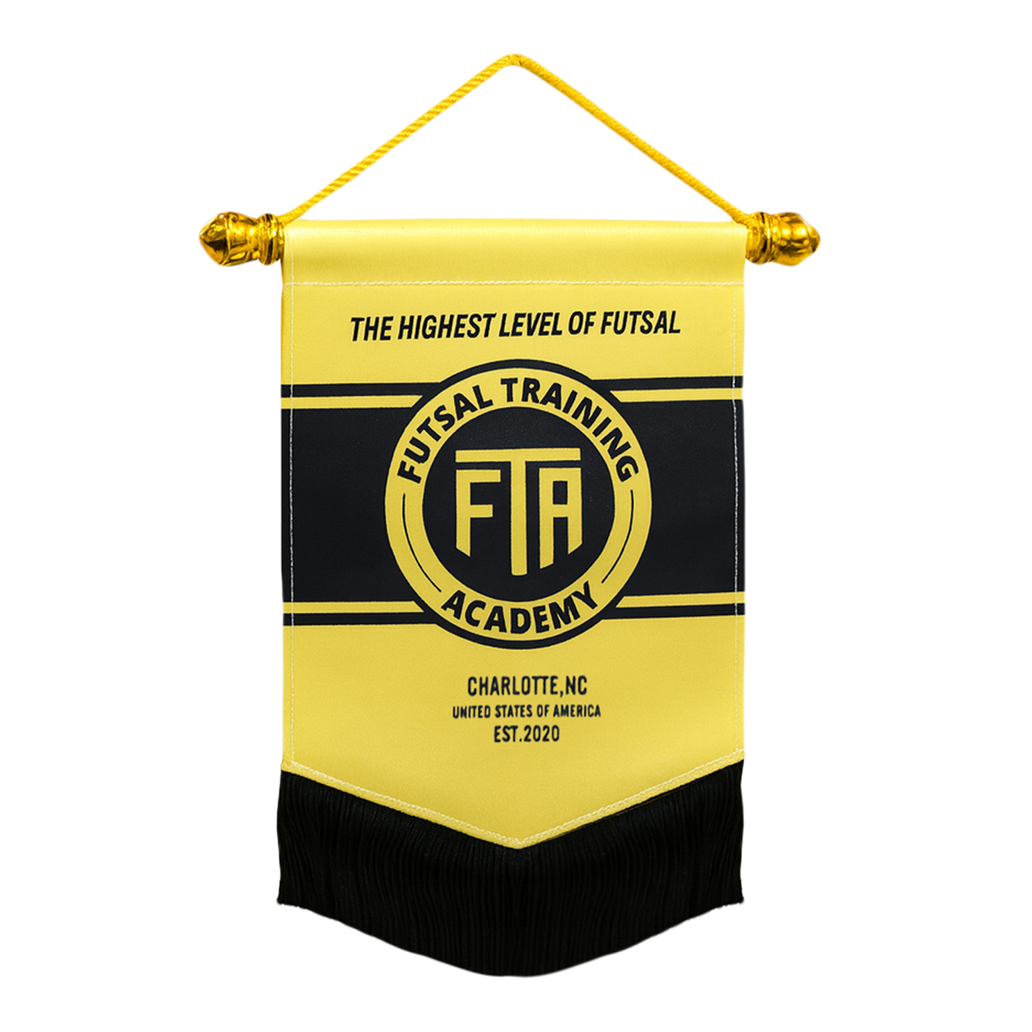 Yellow and black banner with 'Futsal Training Academy' text 