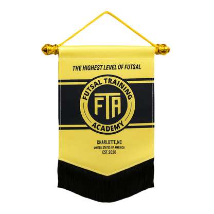 Yellow and black banner with 'Futsal Training Academy' text 