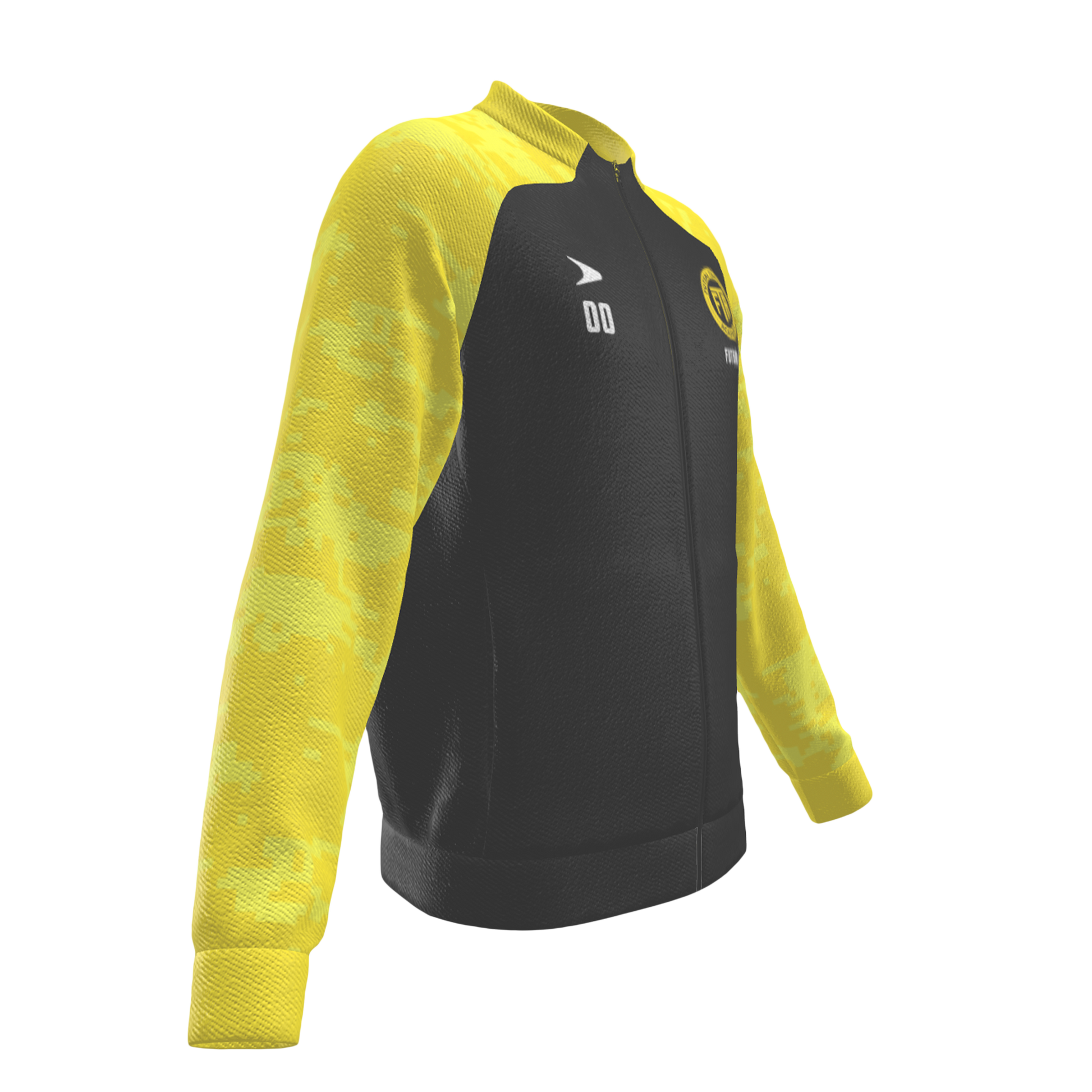 Black sports jacket with FTA brand logo