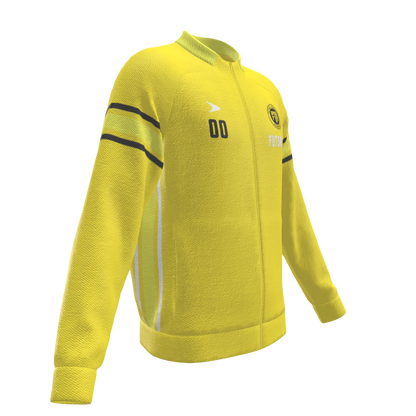 Yellow long-sleeve jacket sports shirt with 'Futsal TA' text 