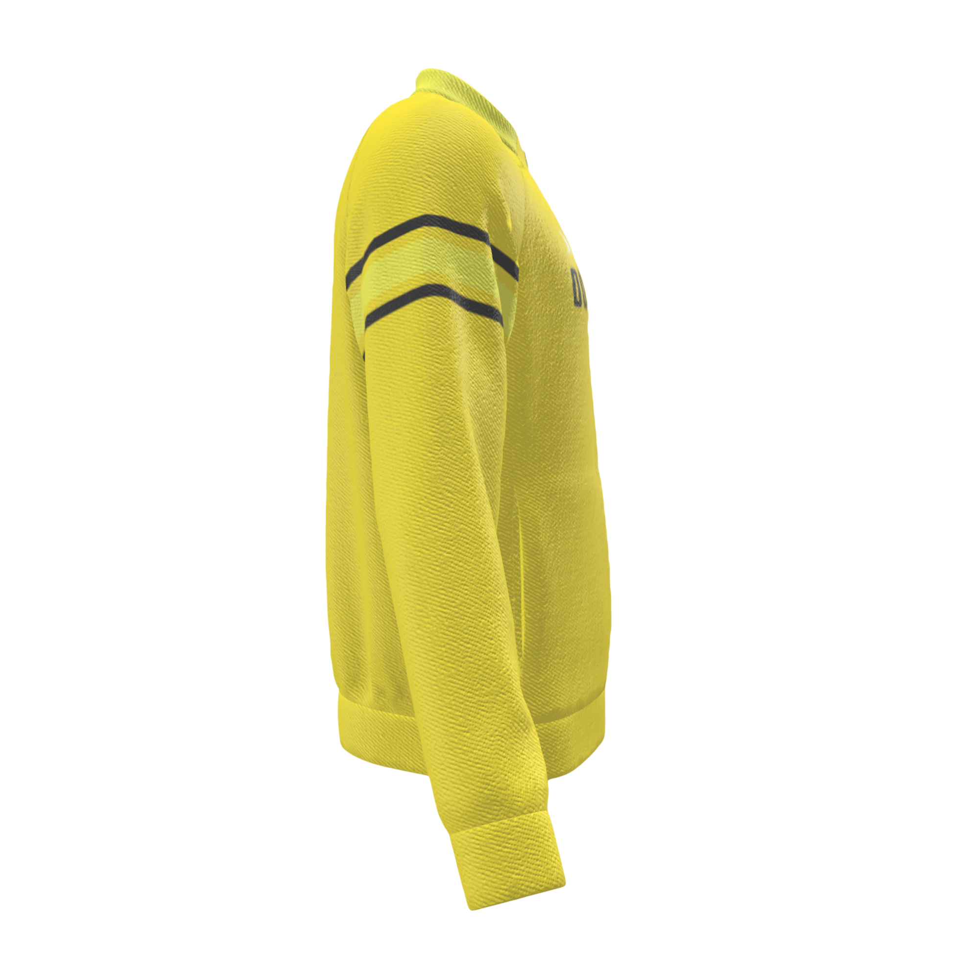 Yellow jacket with a black stripe on a white background