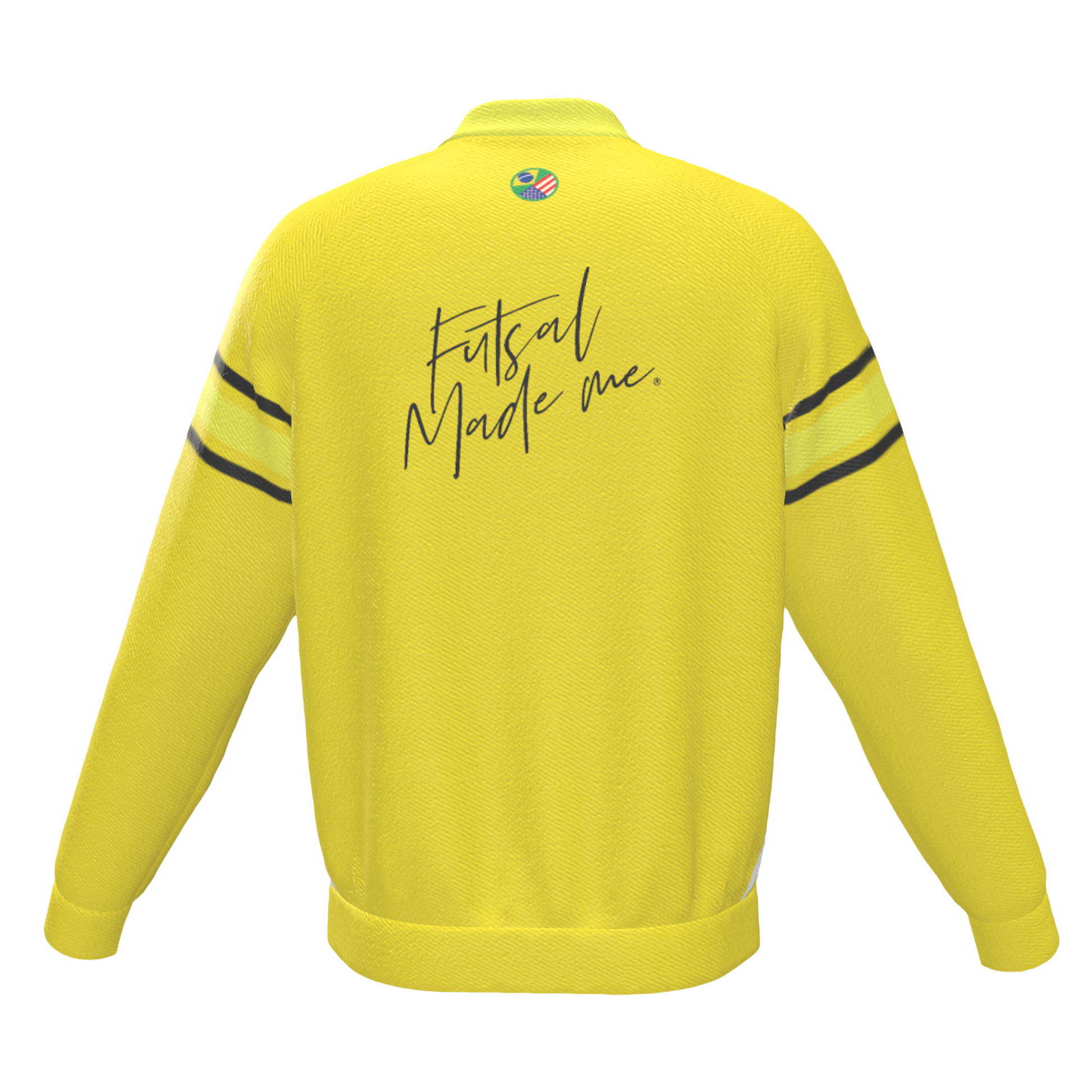 Yellow jacket sports jersey with 'WE ARE FUTSAL' text on a white background