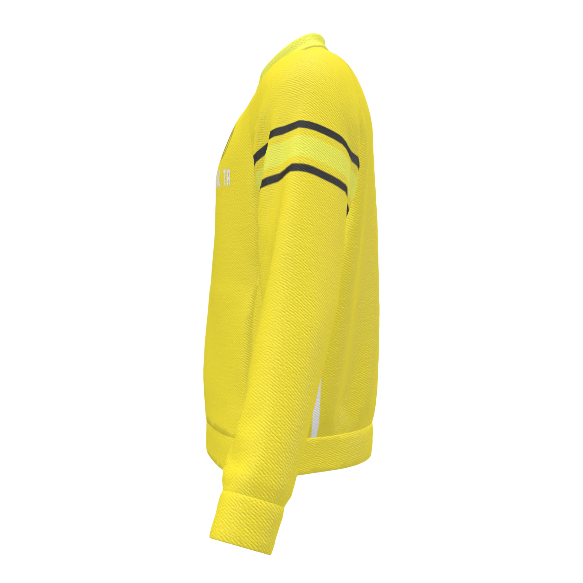 Yellow jacket with black stripes on a white background