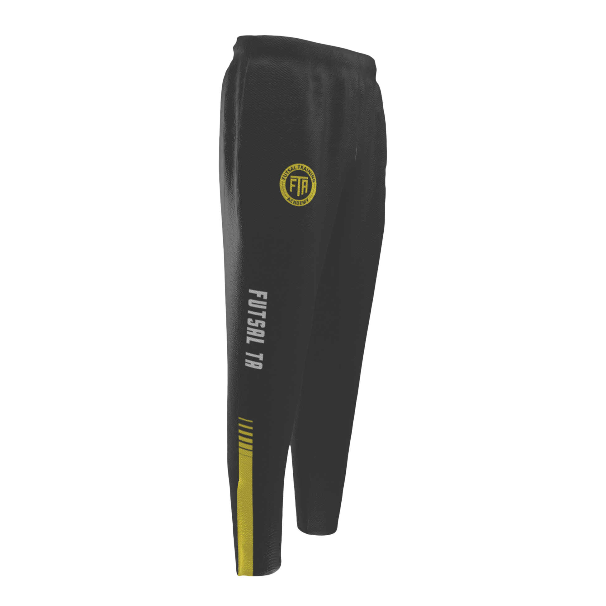 Black and Yellow FTA Pants with FTA logo and word Futsal TA