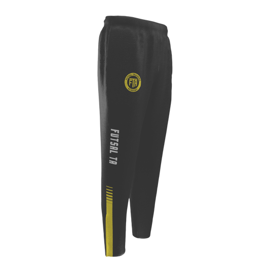 Black and Yellow FTA Pants with FTA logo and word Futsal TA