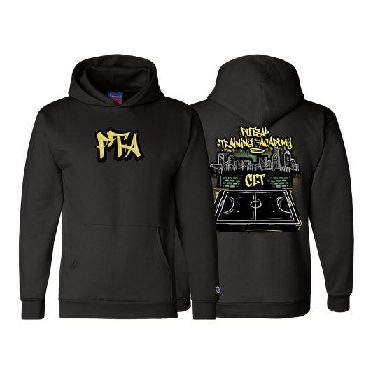 Black hoodie with yellow graphics 