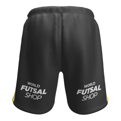 FTA Liga Shorts – black futsal training shorts with yellow FTA detailing