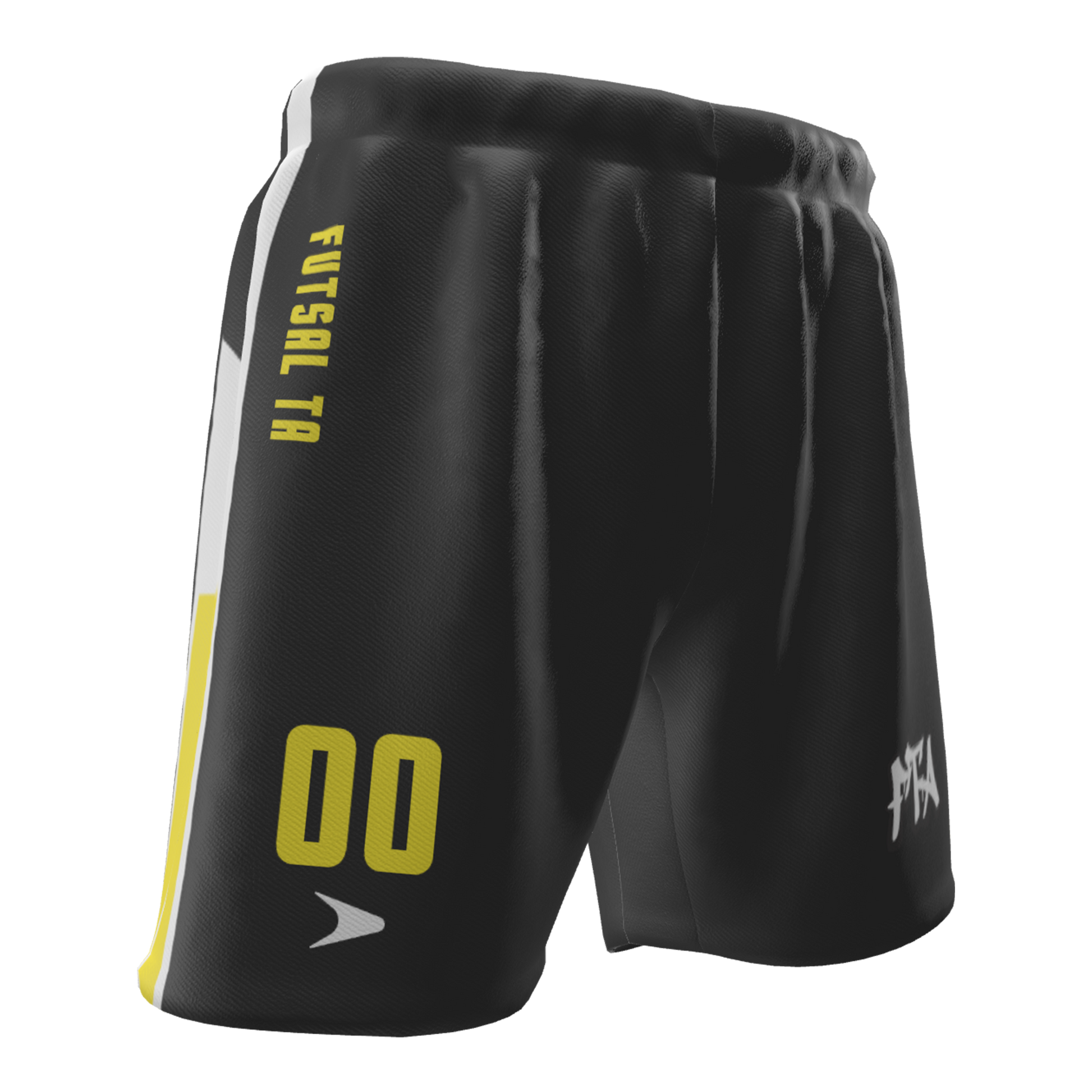 FTA Liga Shorts – black futsal training shorts with yellow FTA detailing