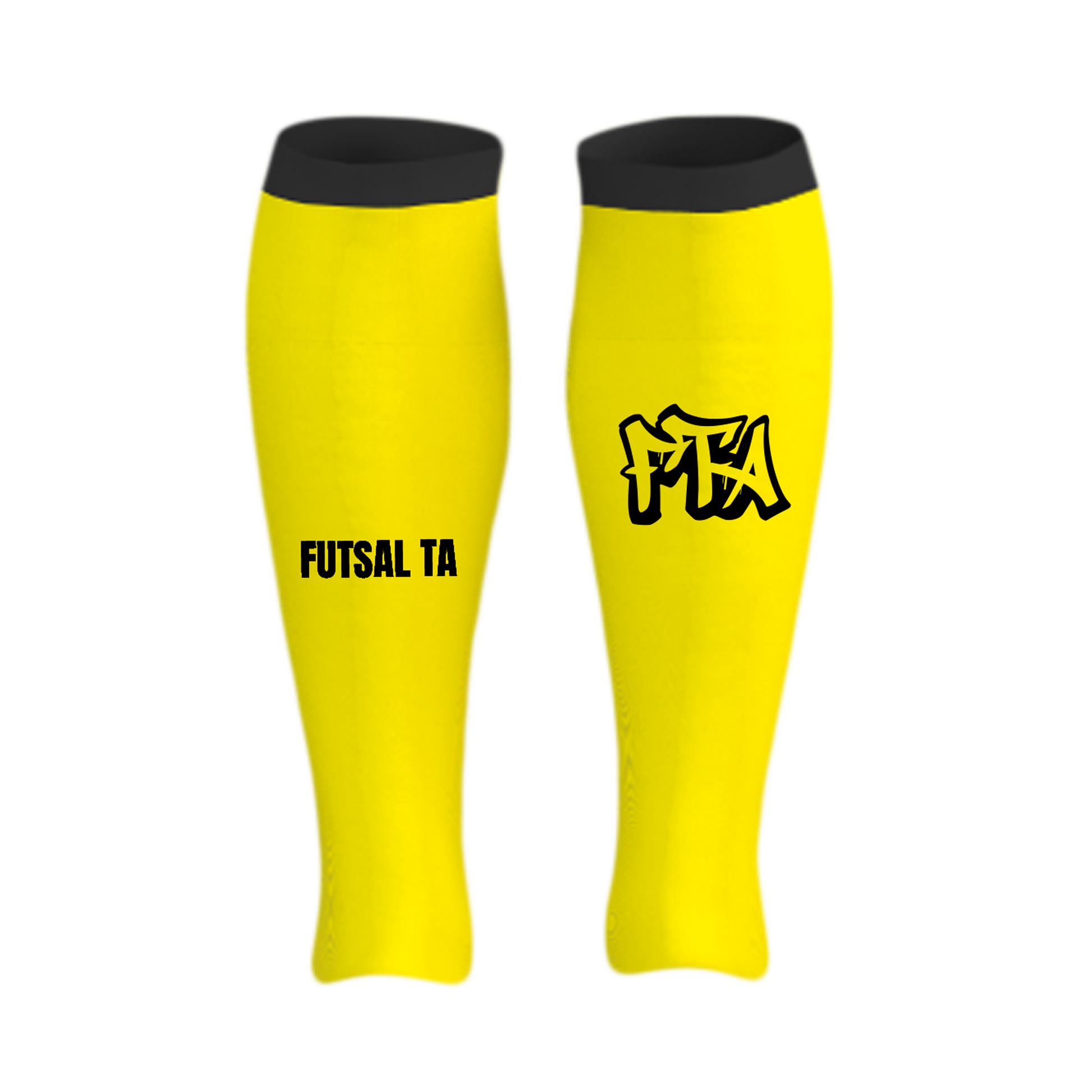 FTA Sock Sleeves – yellow futsal sock sleeves worn over grip socks