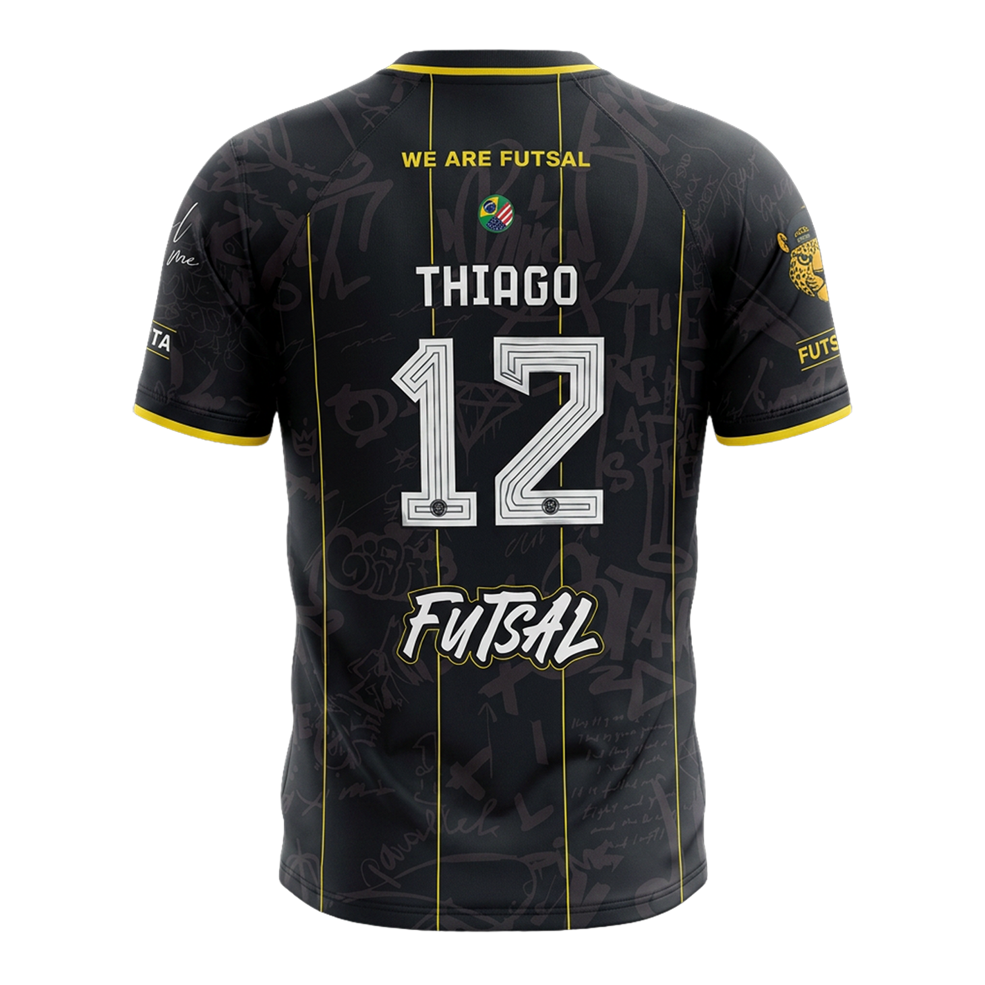 FTA El Barrio Training Jersey – black futsal away jersey with graffiti pattern and yellow accents
